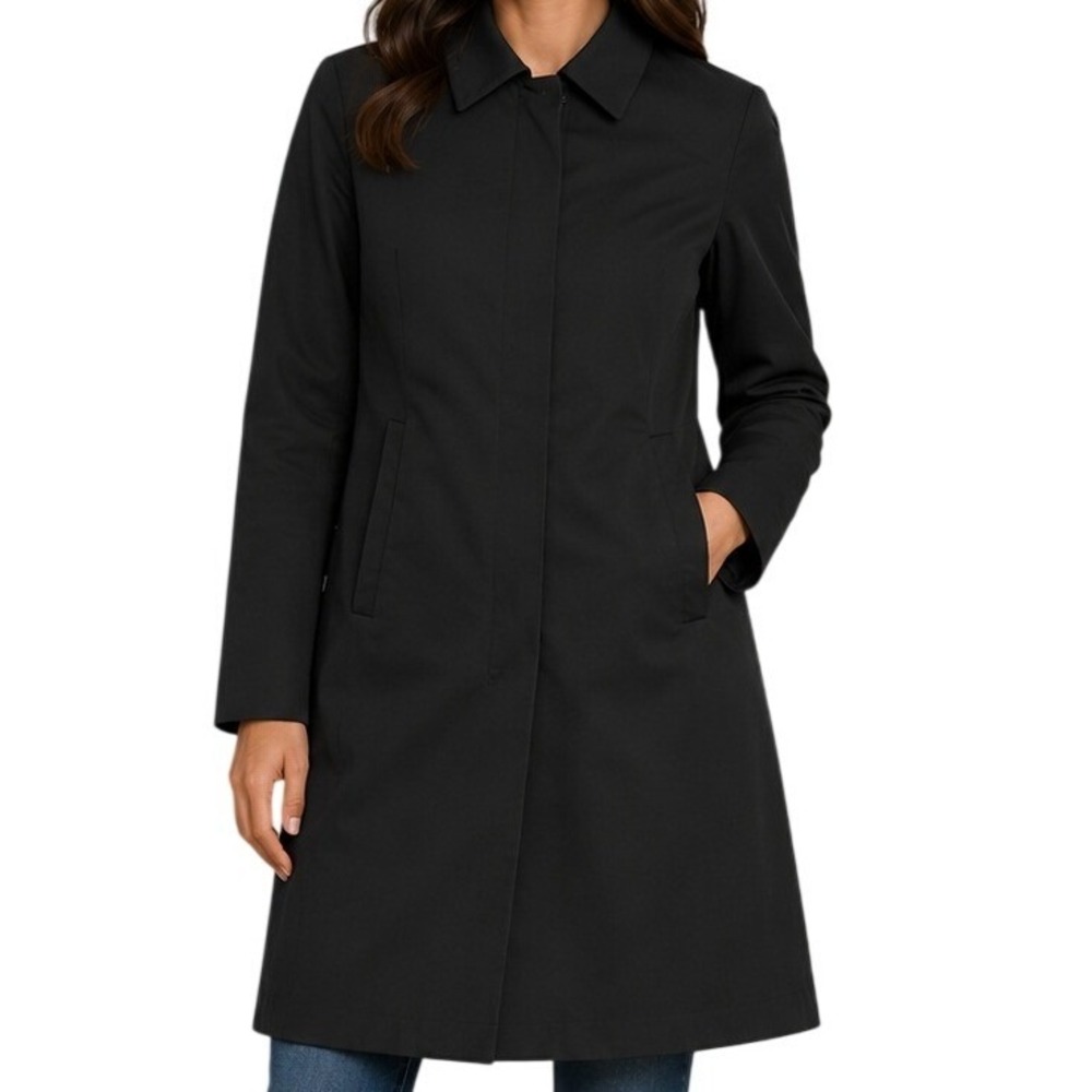 Theory Oaklane Black Trench Car Coat Women's‎ Small